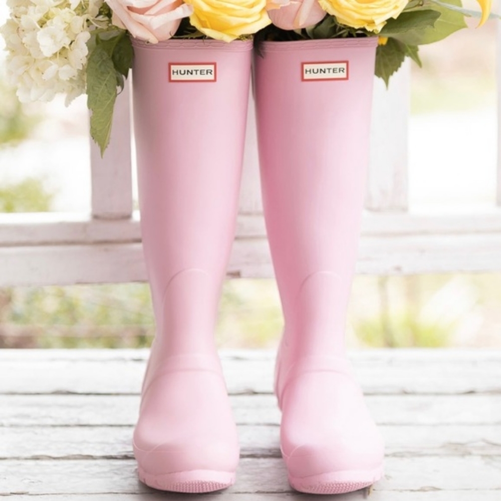 Pink Hunter adjustable back rainboot size 6